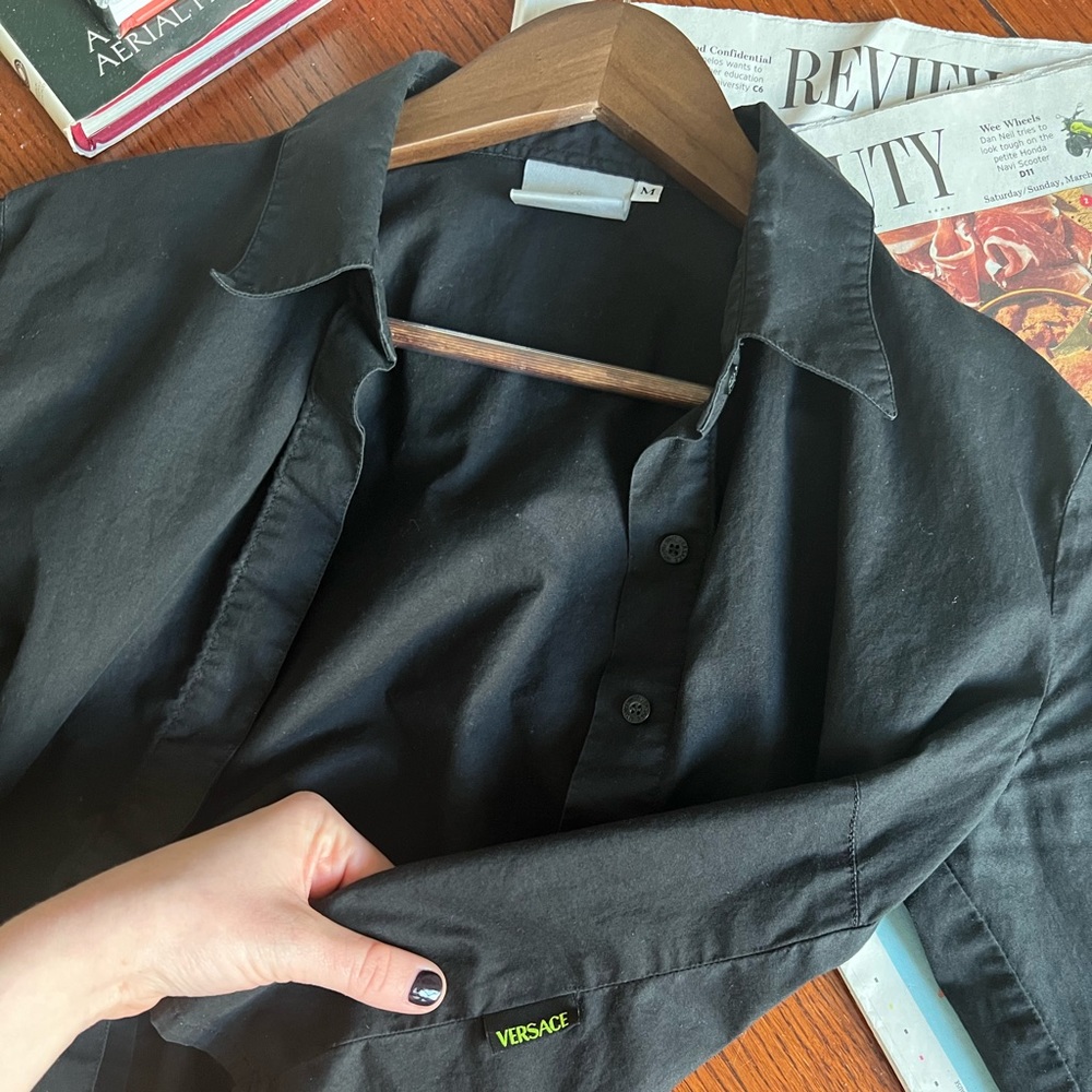 Versace Couture Jeans black button down top (fits like XS)